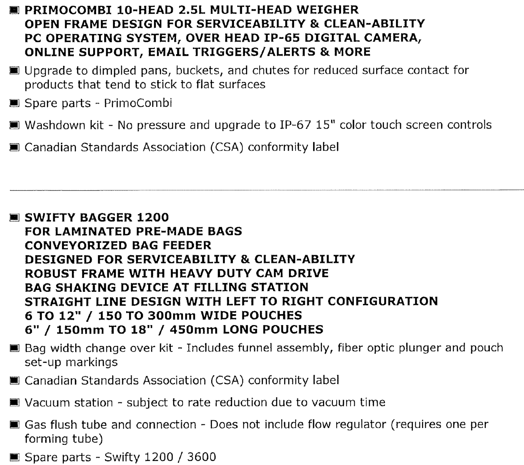 10H Dimpled Washdown Scale and Weighpack Swifty 1200 Premade