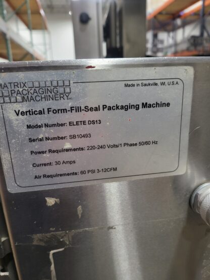 Matrix VFFS Elete DS 13 Series VFFFS packaging machine
