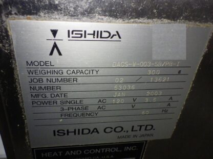 Ishida Model DACS-W-003-SB-PB-I Checkweigher