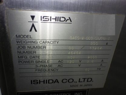 Ishida Model DACS-W-003-SB-PB-I Checkweigher