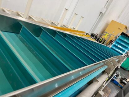 Elevated Incline Blue Belt Conveyor System